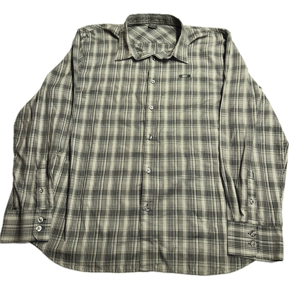 Oakley Gray Plaid Long Sleeve Shirt Men's‎ Size 2XL Casual Button Up